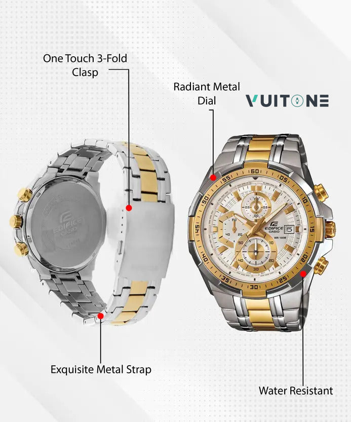 EFR-539SG-7AVUDF Dial Dual Tone Stainless Steel Band Analog Watch
